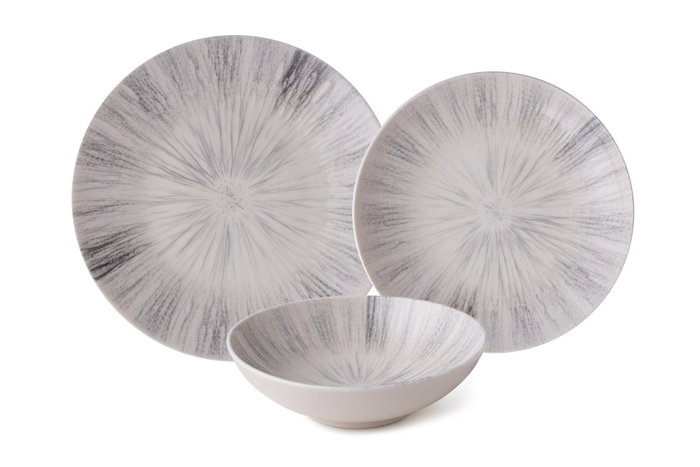 Hermia GBSATN24KY4R3869 Vajilla de Porcelana 24 Piezas para Experiencia Gastronómica Elegante y Funcional, Apta para Lavavajillas y Microondas